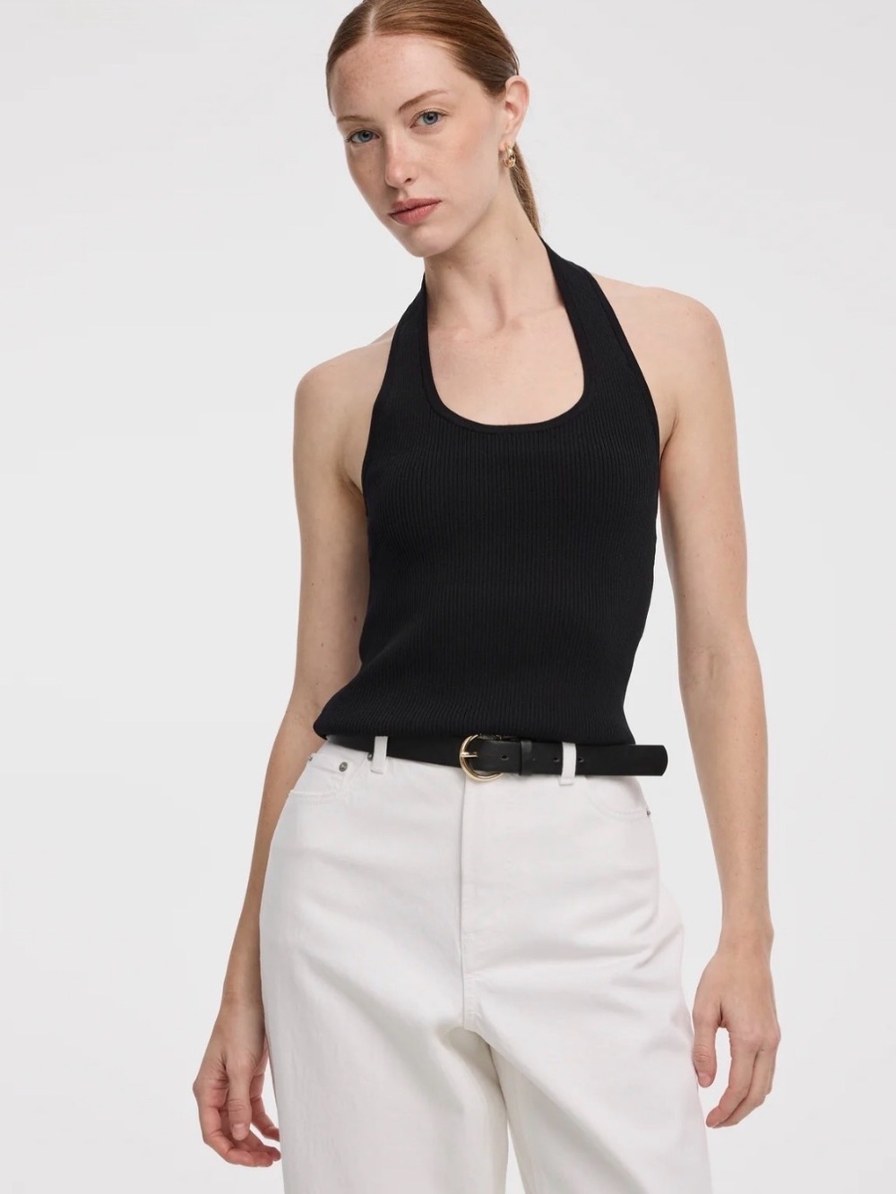 Reitmans Black Halter-Neck Ribbed Tank